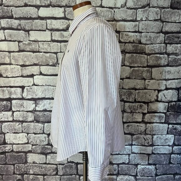 Lauren Ralph Lauren White & Black Pinstripe Non Iron Blouse Size XL - Picture 3 of 8